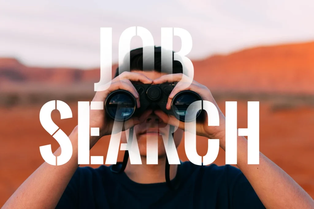 job search, a person looking through binoculars